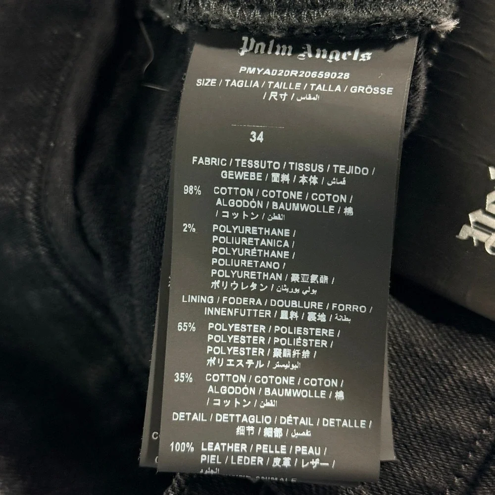 Palm Angels Denim Jeans Men 34 Black Streetwear Luxury Goth PMYA020R20659028